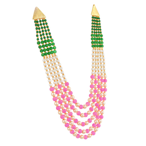 Baby Pink & Green With Pearl Stone Beads Sarafa Adorable Necklace