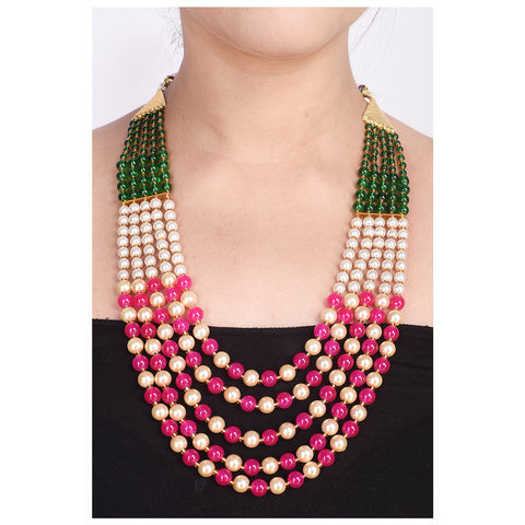 Glass & Pearl Stone Beads Sarafa Adorable Necklace