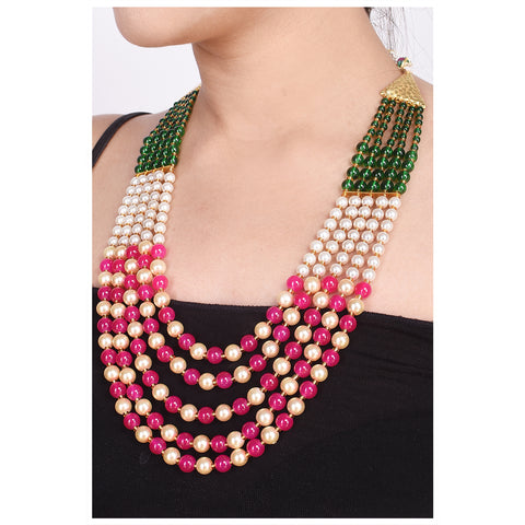 Glass & Pearl Stone Beads Sarafa Adorable Necklace