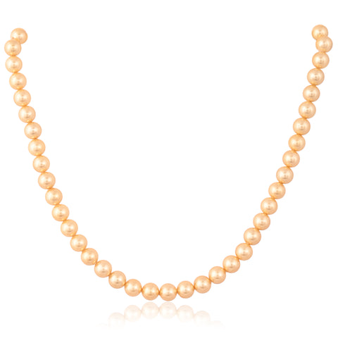 Single Line Round White & Golden Pearl Beads Necklace