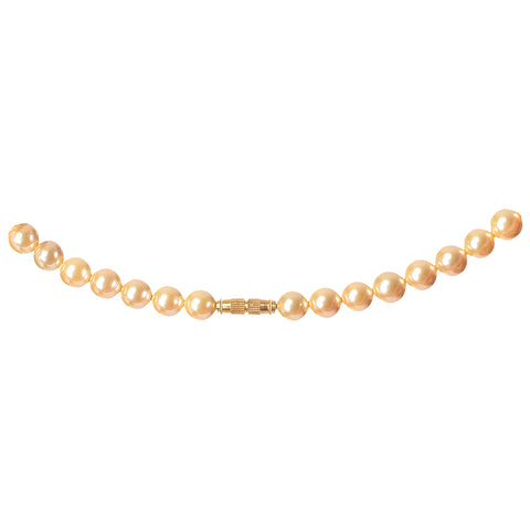 Single Line Round White & Golden Pearl Beads Necklace