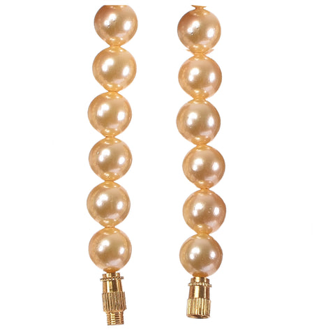 Single Line Round White & Golden Pearl Beads Necklace