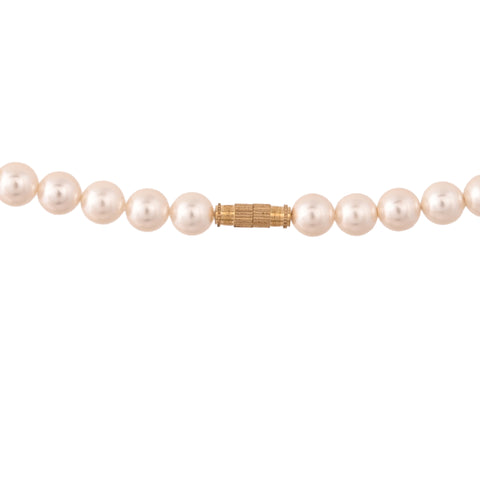 Single Line Round White & Golden Pearl Beads Necklace