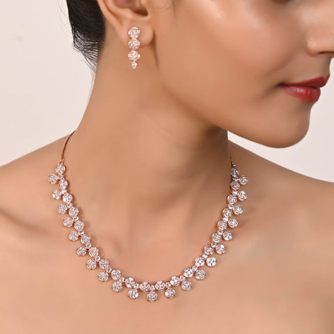 Make a Statement with this Handcrafted CZ Necklace Set