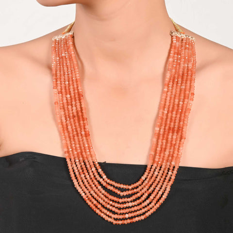 Handmade Semi-Precious Orange Beads Mala for Women