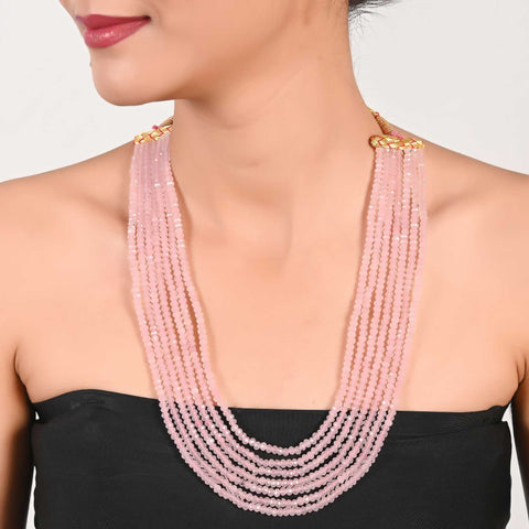 Semi-Precious Pink Beads Necklace for Women