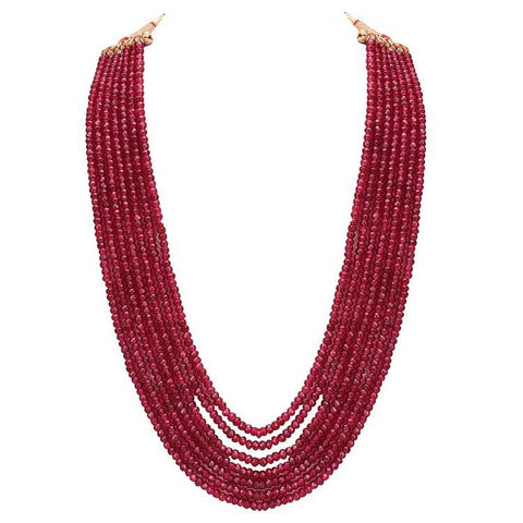 Semi-Precious Ruby Coloured Beads Mala for Women