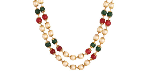 Effortless Elegance: A Simple Natural Red and Green Beads Necklace for Women