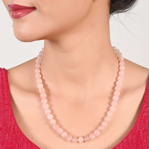 Mystical Aura: A Spiritual Natural Pink Beads Necklace for Women