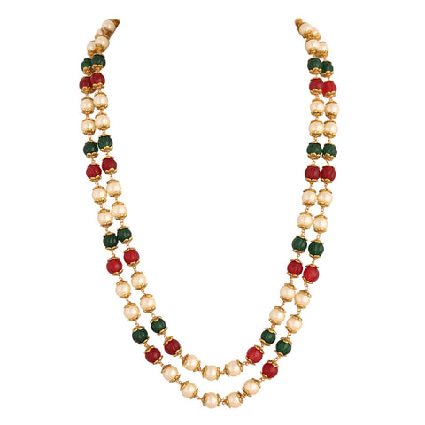 Effortless Elegance: A Simple Natural Red and Green Beads Necklace for Women