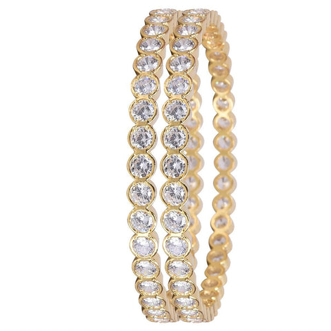 Gold Plated White CZ American Diamond Bangle