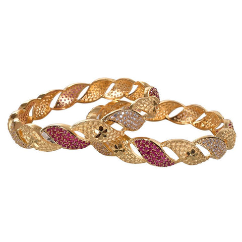 Gold Plated Red White CZ Frosting American diamond Bangle