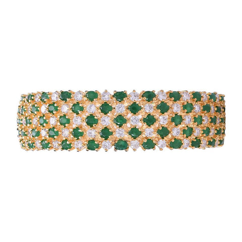 Gold Plated Green White CZ American Diamond Bold Bangle Kadas