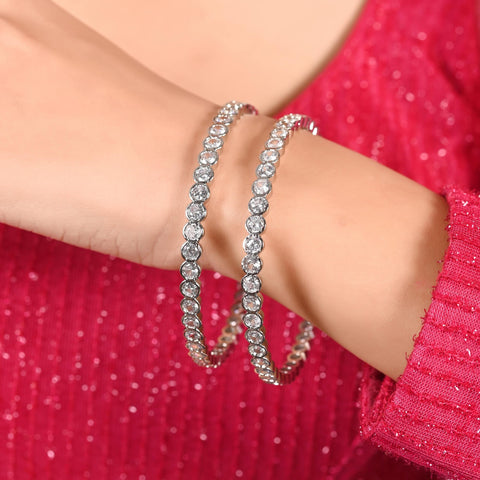 Designer Handmade Rounded Pattern CZ Bangles
