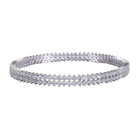 Silver Plated White CZ Double Line Bangle