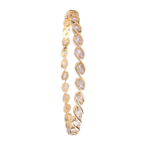 Gold Plated Oval White CZ American Diamond Bangle