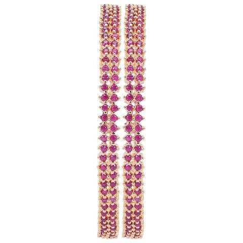 Gold Plated Red CZ Double Line Bangle
