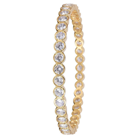 Gold Plated White CZ American Diamond Bangle
