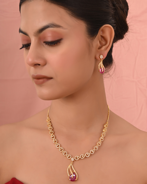 Elegant Indian CZ Necklace Set for a Touch of Tradition