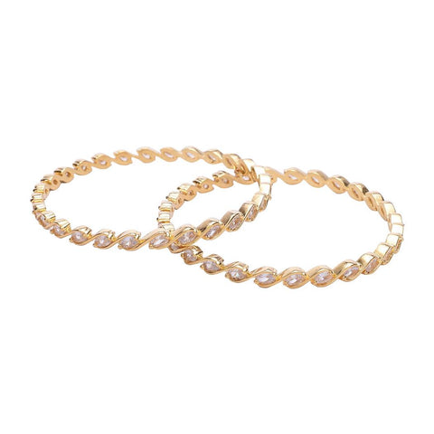Gold Plated Oval White CZ American Diamond Bangle