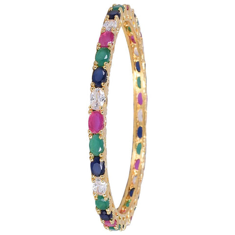 Gold plated Multi Color American Diamond CZ Bangle Set
