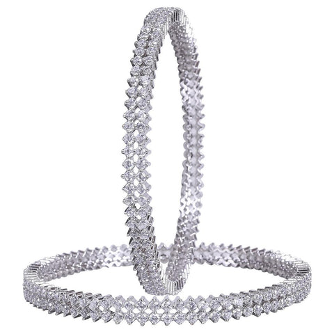 Silver Plated White CZ Double Line Bangle