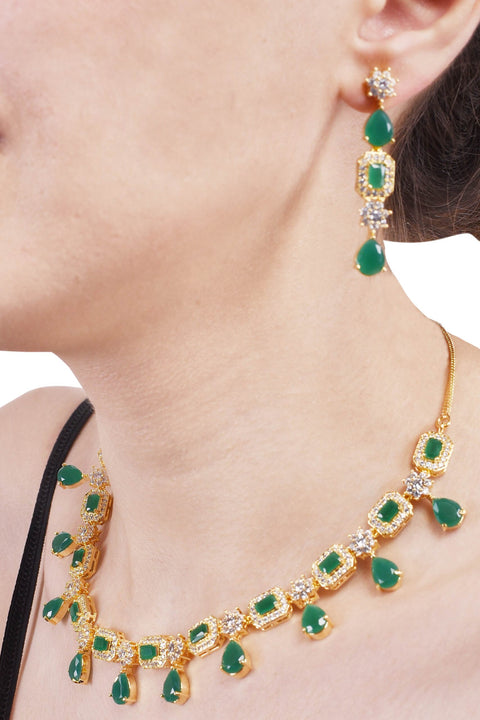 Graceful Handcrafted CZ Necklace Set - A Delicate and Dazzling Jewelry Piece