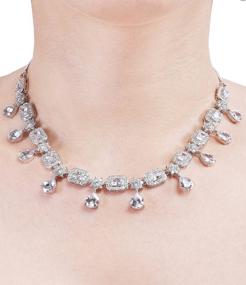Glittering Handcrafted CZ Necklace Set - A Stunning Jewelry Piece for Women