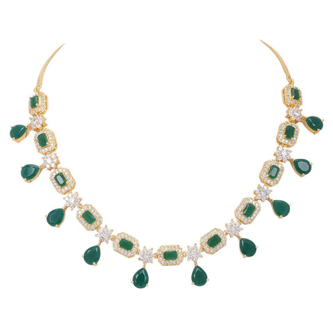 Graceful Handcrafted CZ Necklace Set - A Delicate and Dazzling Jewelry Piece