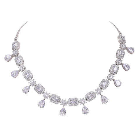 Glittering Handcrafted CZ Necklace Set - A Stunning Jewelry Piece for Women