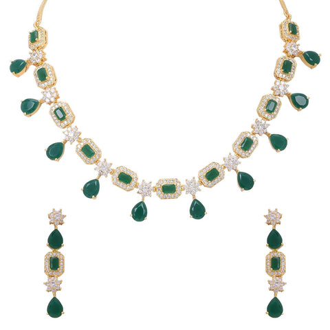 Graceful Handcrafted CZ Necklace Set - A Delicate and Dazzling Jewelry Piece