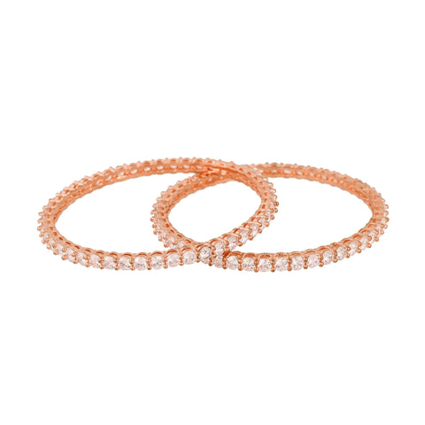 Rose Gold Plated White CZ Single Line Bangle
