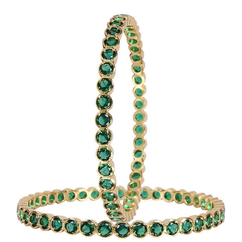 Gold Plated Green CZ American Diamond Bangle
